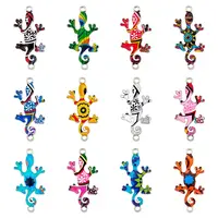 48Pcs 12 Colors UV Printed Alloy Connector Charms