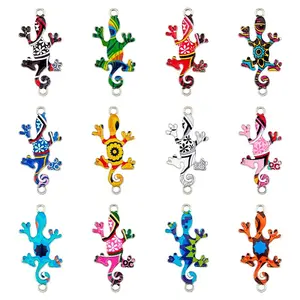 48Pcs 12 Colors UV Printed Alloy Connector Charms