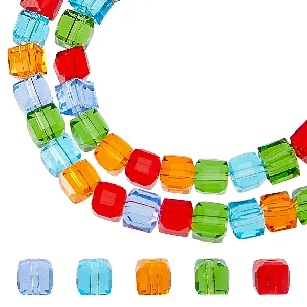 150Pcs 5 Colors Transparent Glass Beads