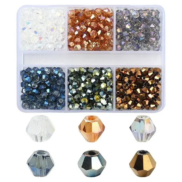 600Pcs 6 Styles Electroplate Glass Bead Strands