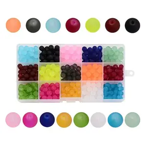 1Box 15 Color Transparent Glass Beads