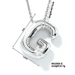 Brass Pave Clear Cubic Zirconia Shiny Balloon Letter Pendant Necklaces