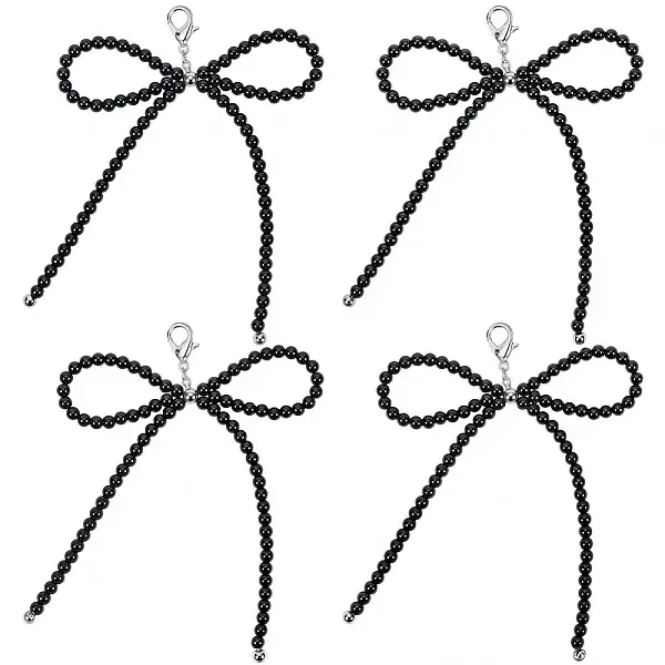 6Pcs Bowknot Dyed Glass Pearl  Pendant Decorations