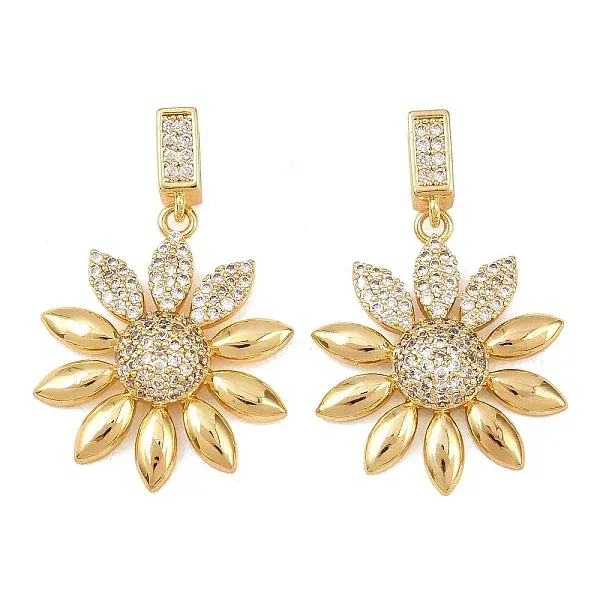 Brass Micro Pave Clear Cubic Zirconia Pendants