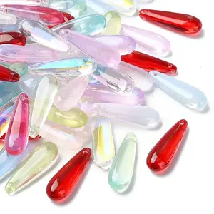 100Pcs Glass Teardrop Pendants