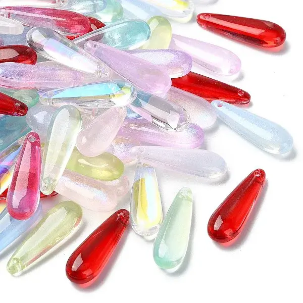 100Pcs Glass Teardrop Pendants