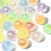30Pcs Rainbow Iridescent Plating Acrylic Beads