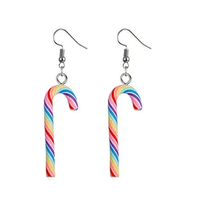 Christmas Candy Cane Polymer Clay Dangle Earrings