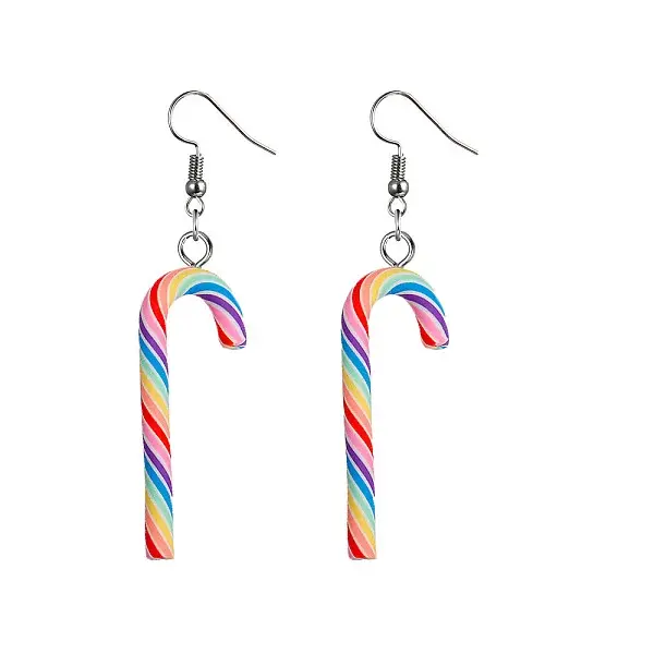 Christmas Candy Cane Polymer Clay Dangle Earrings