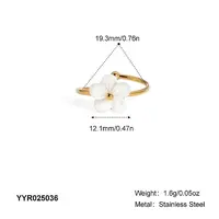 Fashion Stainless Steel Flower Cuff Rings for Women