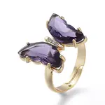 Adjustable Brass Glass Finger Rings