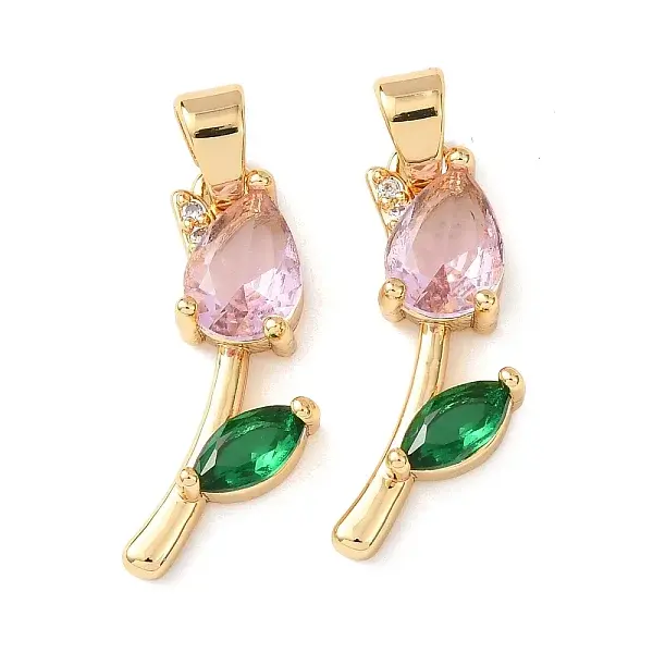 Brass Micro Pave Cubic Zirconia Pendants