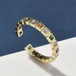 Brass Micro Pave Cubic Zirconia Cuff Rings for Women