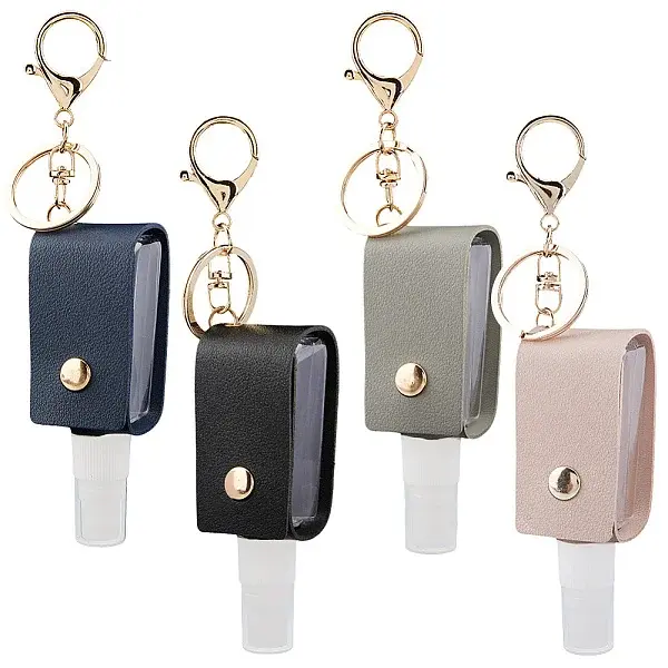 4Pcs 4 Colors Plastic Hand Sanitizer Bottle with PU Leather Cover