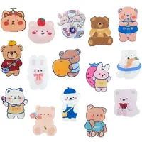 15Pcs 15 Style Bear & Rabbit Brooch Pins
