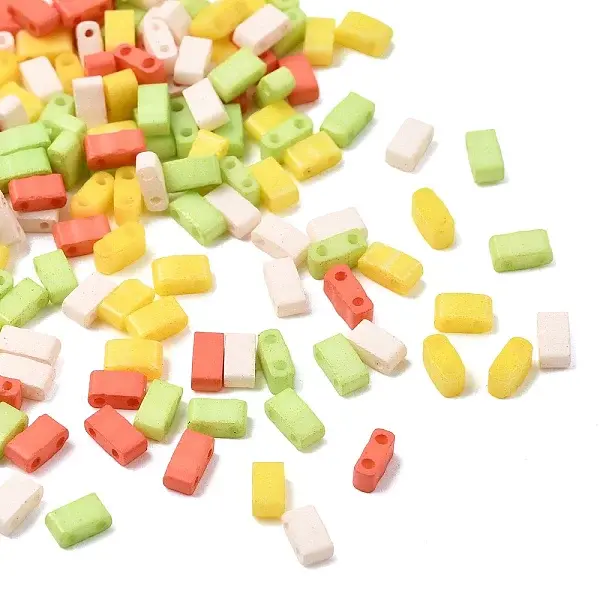 4 Colors Christmas 2-Hole Baking Paint Glass Seed Beads