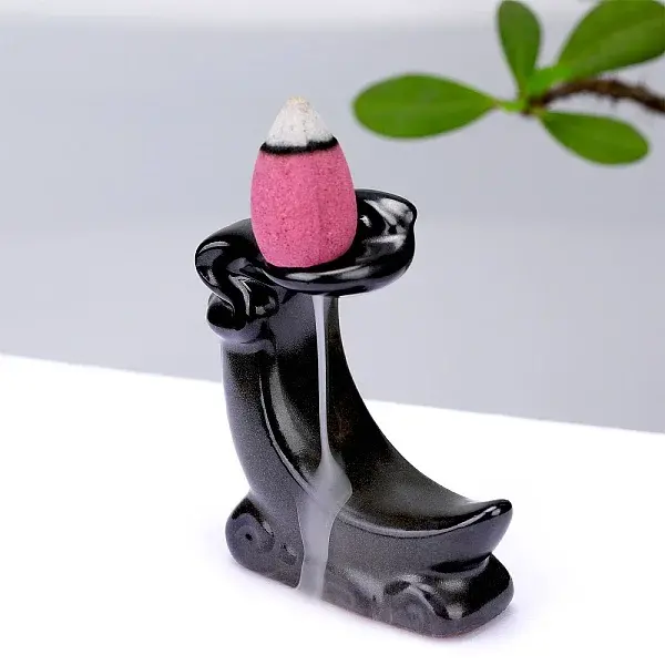 Moon Shape Ceramics Ornaments Backflow Incense Mini Incense Burner Decorative Gifts