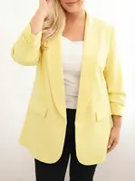 Elegantní plus size dámský sako žlutý