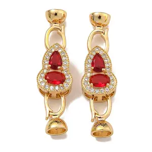 Brass Micro Pave Clear Cubic Zirconia Fold Over Clasps