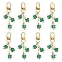 8Pcs Alloy Enamel Clover Pendant Decorations