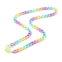 Personalized Rainbow Acrylic Curb Chain Necklaces