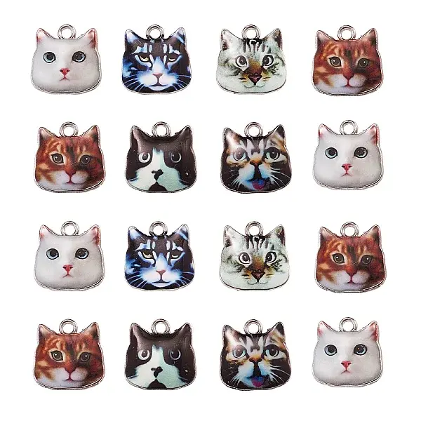 60Pcs 6 Colors Zinc Alloy Enamel Pendants