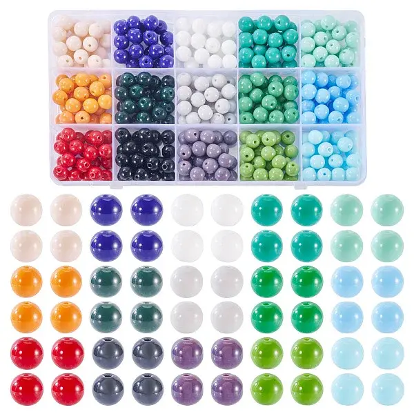 375Pcs 15 Colors Opaque Solid Color Glass Beads