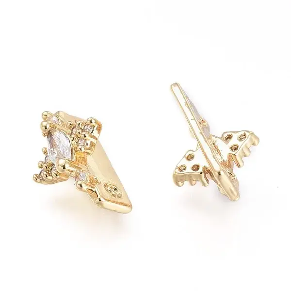 2 Hole Brass Micro Pave Cubic Zirconia Multi-strand Links