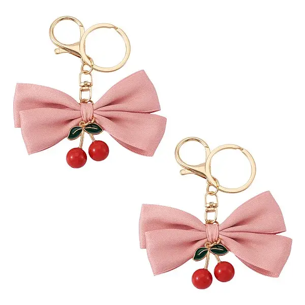 2Pcs Polyester & Alloy & Plastic Keychains