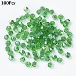 100Pcs Transparent Electroplate Glass Beads