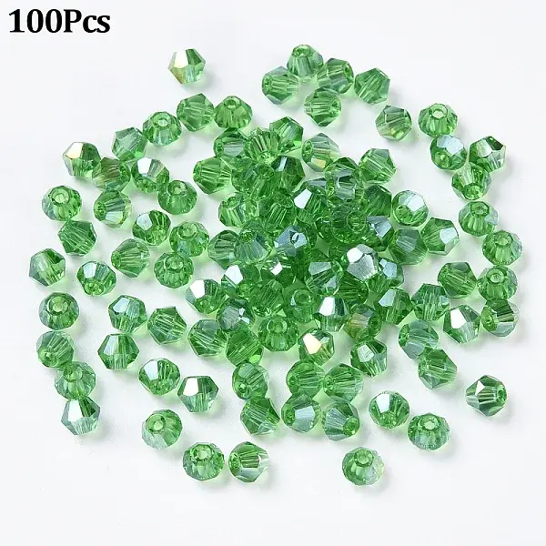 100Pcs Transparent Electroplate Glass Beads