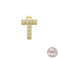 Real 18K Gold Plated 925 Sterling Silver Micro Pave Clear Cubic Zirconia Charms