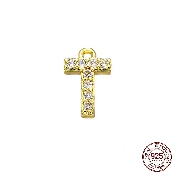 Real 18K Gold Plated 925 Sterling Silver Micro Pave Clear Cubic Zirconia Charms