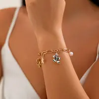 Christmas Alloy Enamel & Plastic Pearl & Iron Charm Bracelets for Women