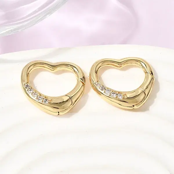 Brass Micro Pave Clear Cubic Zirconia Spring Gate Rings