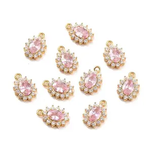 Real 18K Gold Plated Brass Micro Pave Cubic Zirconia Charms
