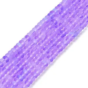 Frosted Transparent Glass Beads Strands