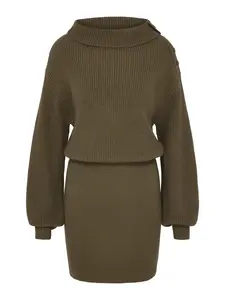 LeGer by Lena Gercke Pletené šaty 'Cara'  tmavozelená