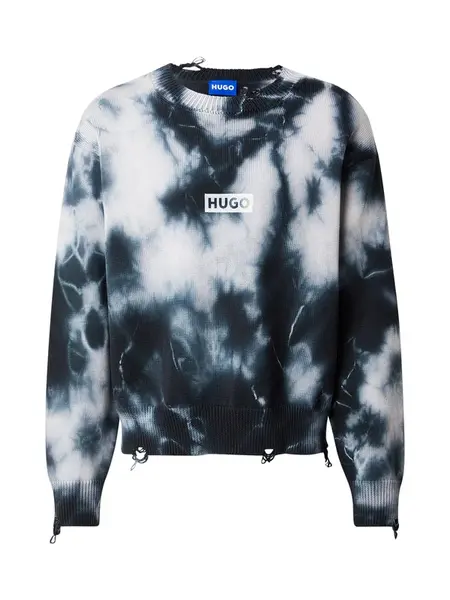 HUGO Sveter 'Sestroy'  modrozelená / svetlomodrá / čierna / biela