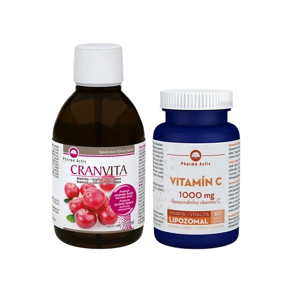 PHARMA ACTIV Lipozomal Vitamín C 1000mg 60 kapslí + Cranvita 250ml