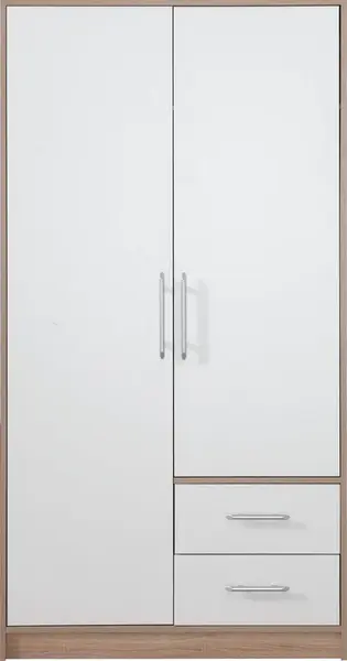 Šatní skříň Smart SR3 Varianta: Bez zrcadla, Barva korpusu + barva dveří: Dub sonoma + Bílá