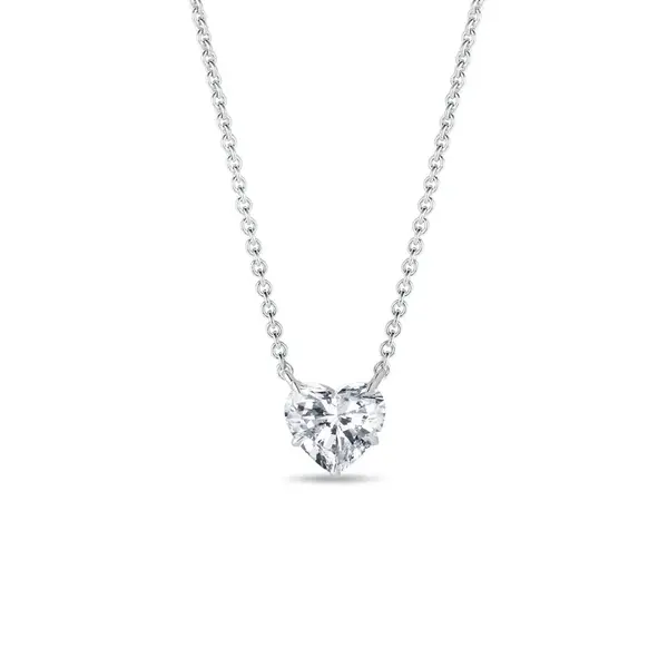 Náhrdelník z bieleho zlata s diamantom v tvare srdca KLENOTA
