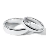 Svadobná súprava z bieleho zlata s diamantmi po stranách obrúčky KLENOTA