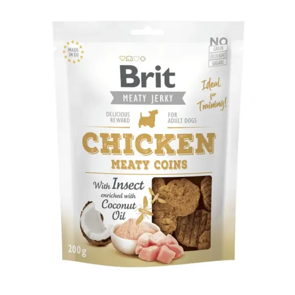 Brit Jerky Chicken with Insect Meaty Coins 200g | Maškrty pre psov