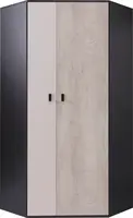 Rohová šatní skříň Planet PL2 Barva korpusu: Černá/Dub/Béžová
