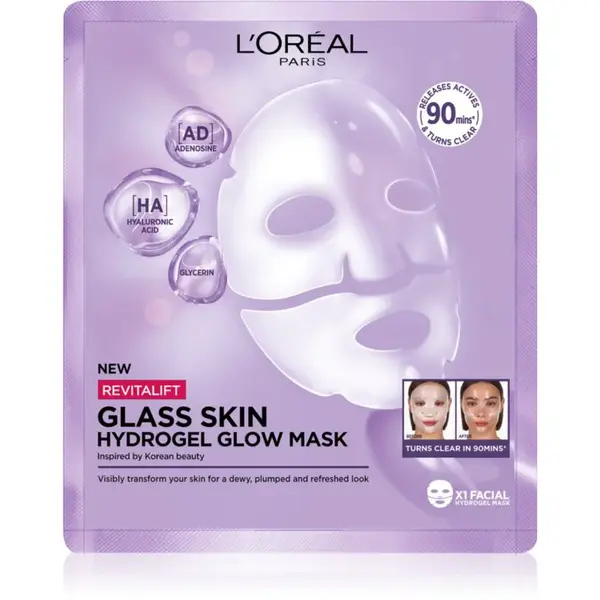 L’Oréal Paris Revitalift Filler Glass Skin hydrogelová maska s rozjasňujícím efektem 25 g