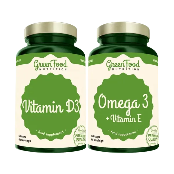 GREENFOOD NUTRITION Duopack Omega 3 + Vitamin E 120ks a Vitamin D3 60ks
