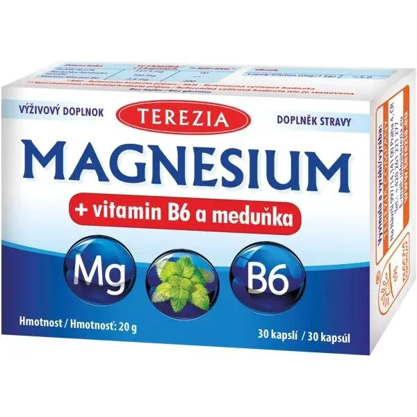 TEREZIA MAGNESIUM + VITAMIN B6 A MEDUŇKA 30 CAPS Podpora nervové soustavy, , velikost