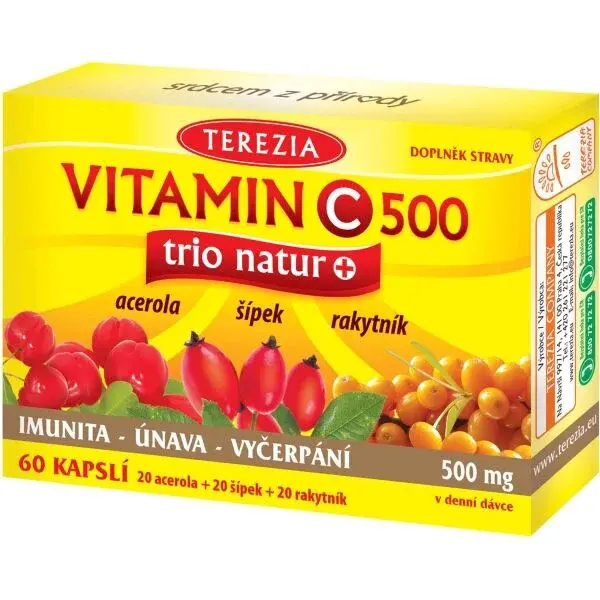 TEREZIA VITAMIN C 500MG TRIO NATUR+ 60 CAPS Vitamínový doplněk, , velikost