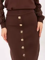 Hnědá midi sukně s knoflíčky